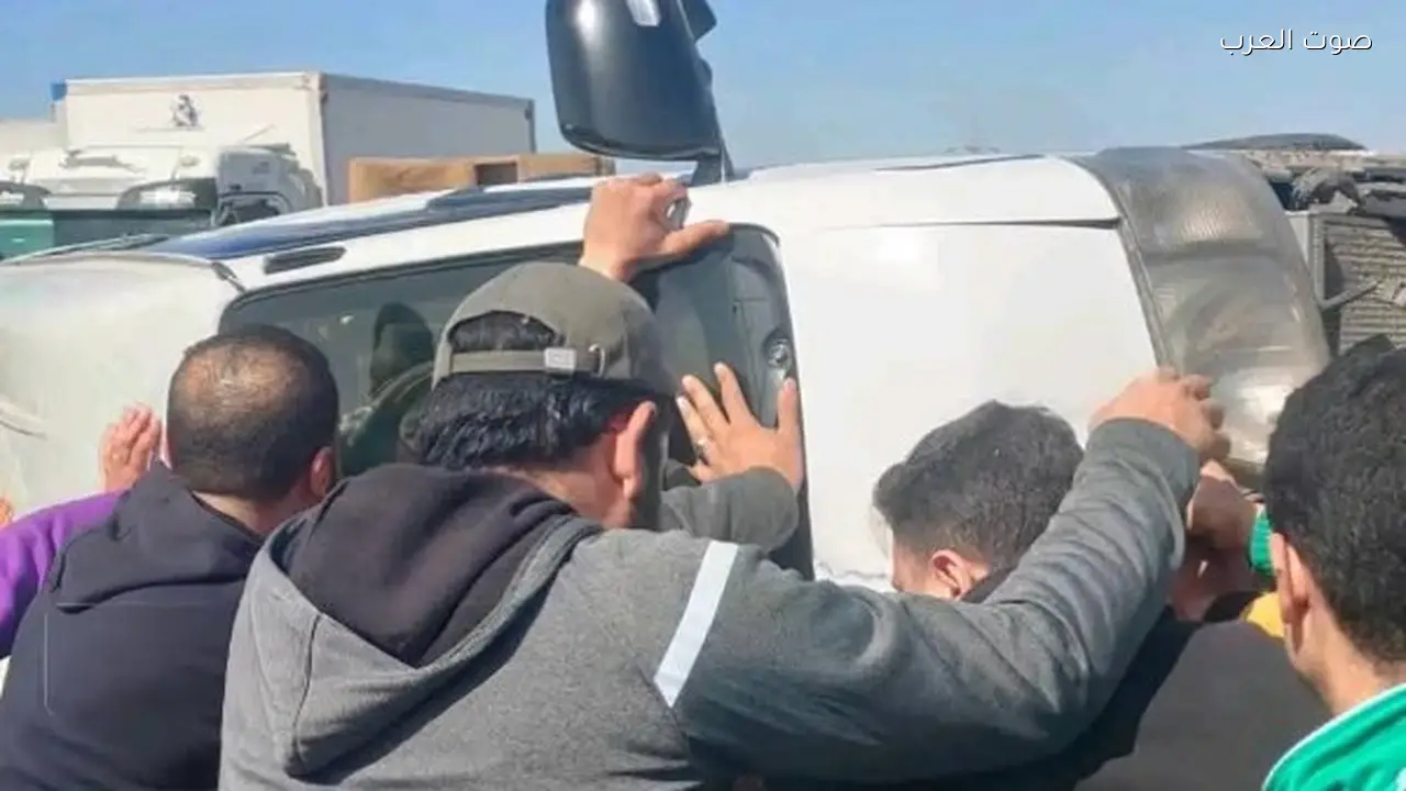 إصابة 9 أشخاص في تصادم على طريق بنها الحر