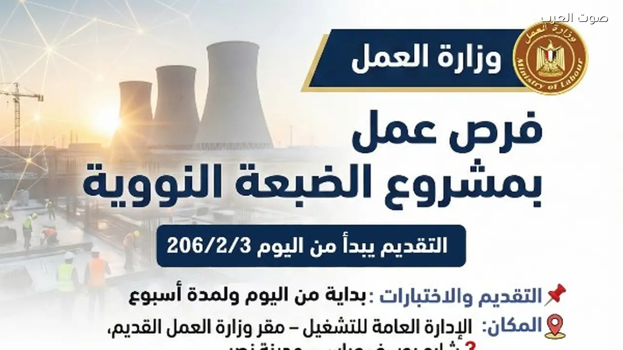 فتح باب التقديم لوظائف مشروع الضبعة والشروط والرابط هنا