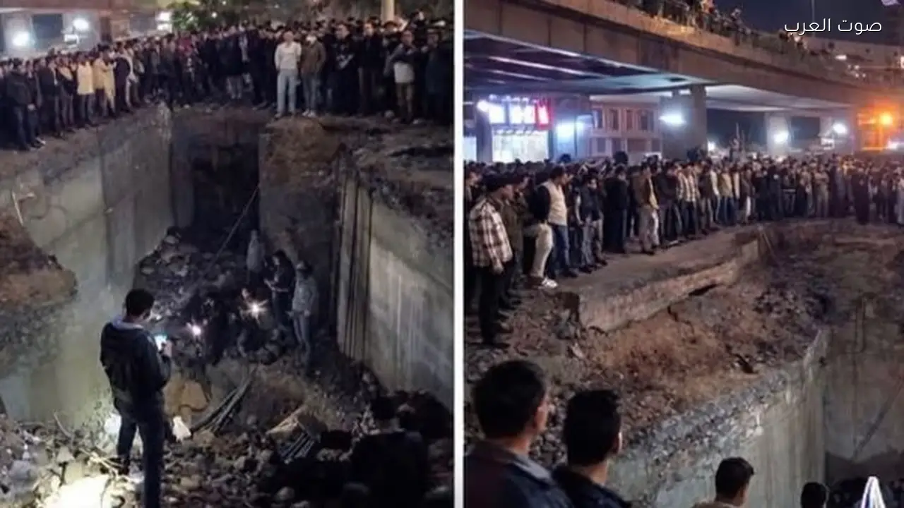 ميكروباص يسقط في حفرة عميقة بالزاوية الحمراء